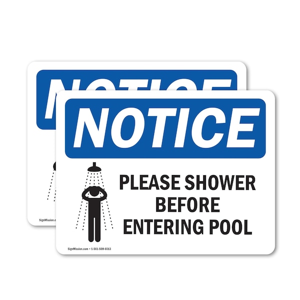 Signmission Please Shower Before Entering Pool, 5 in W x Rectangle, Vinyl Decal OS-2PACK-NS-D-35-L-16358 - main